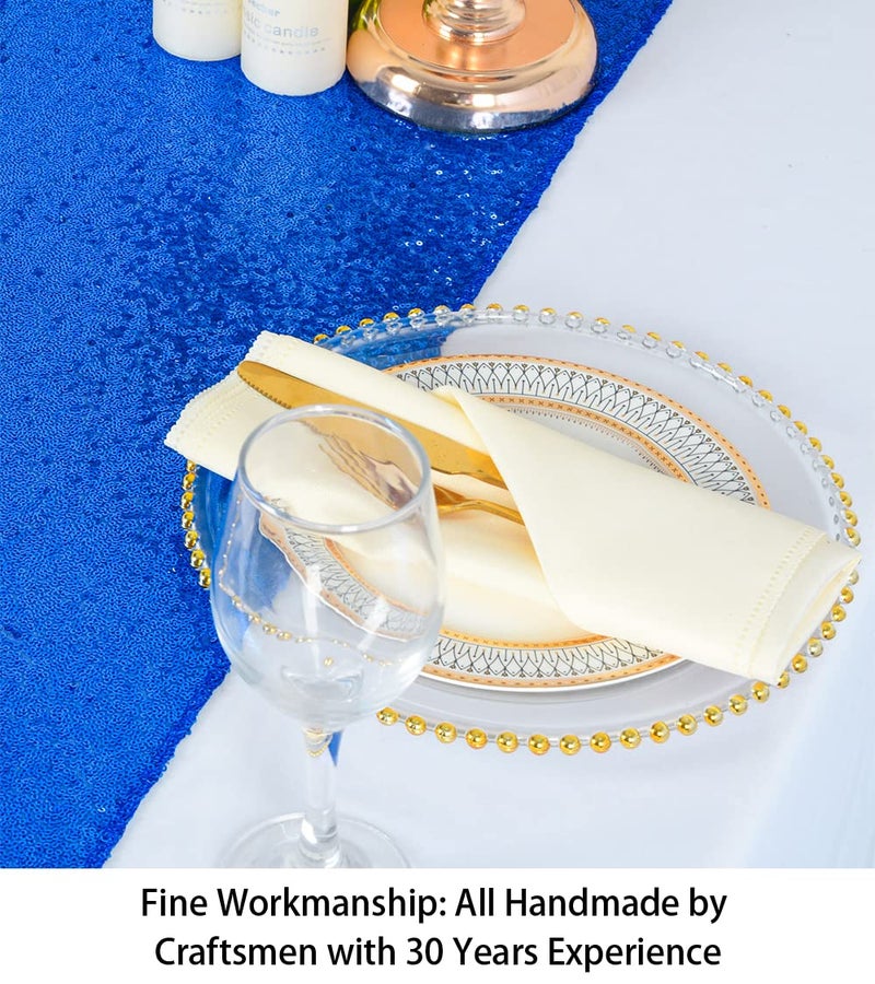 ShiDianYi Sequin Table Runner - 12x72-Inch Blue Sparkle Table Cover/Overlay for Party Decoration (Royal Blue) - Image 3